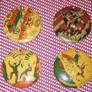 23 Vintage 1940 Eppy NYC Cowboys & Indians Western Tin Pendant Charms